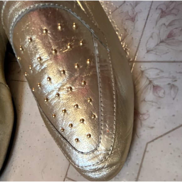 COPY - Elana Gold 9581 Metallic Gold Studded Leather Flats - size 7.5 - Picture 7 of 9